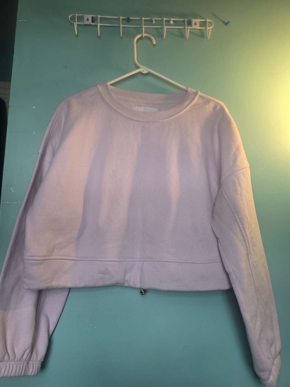 Calvin Klein Jeans Cropped Crewneck Sweatshirt in Light Lavender